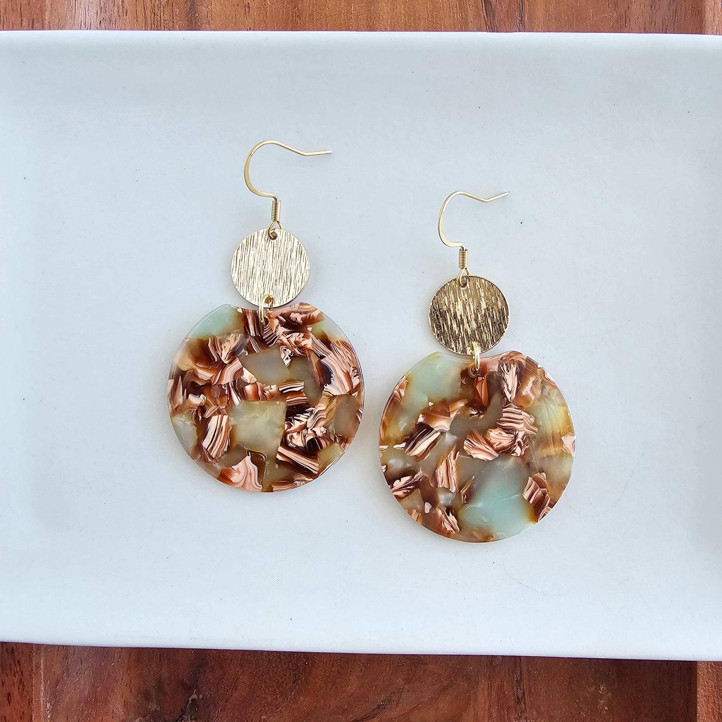 Zoey Earrings | Seafoam & Rust