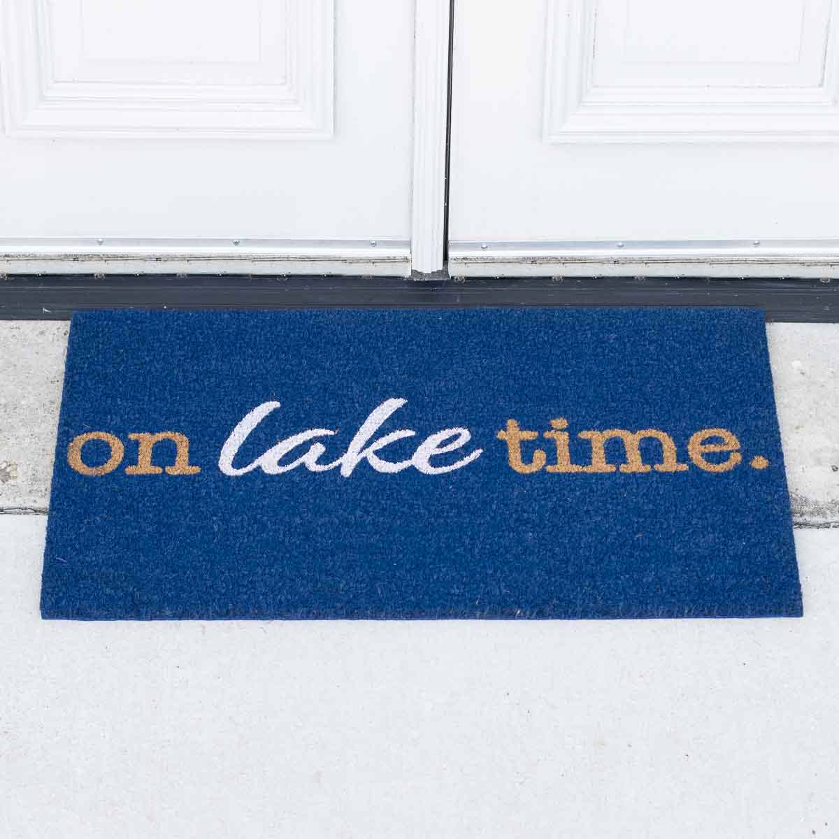 The Royal Standard - On Lake Time Coir Doormat Royal/White/Natural 30x18