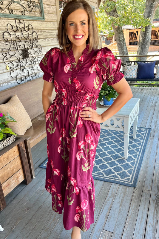 Autumn Bloom Midi Dress