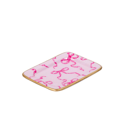 Jaye's Studio - Ribbons of Hope Enameled Laney Tray - Pink: Pink