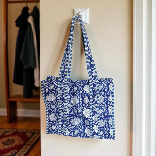 Block Print Quilted Totes: Serene