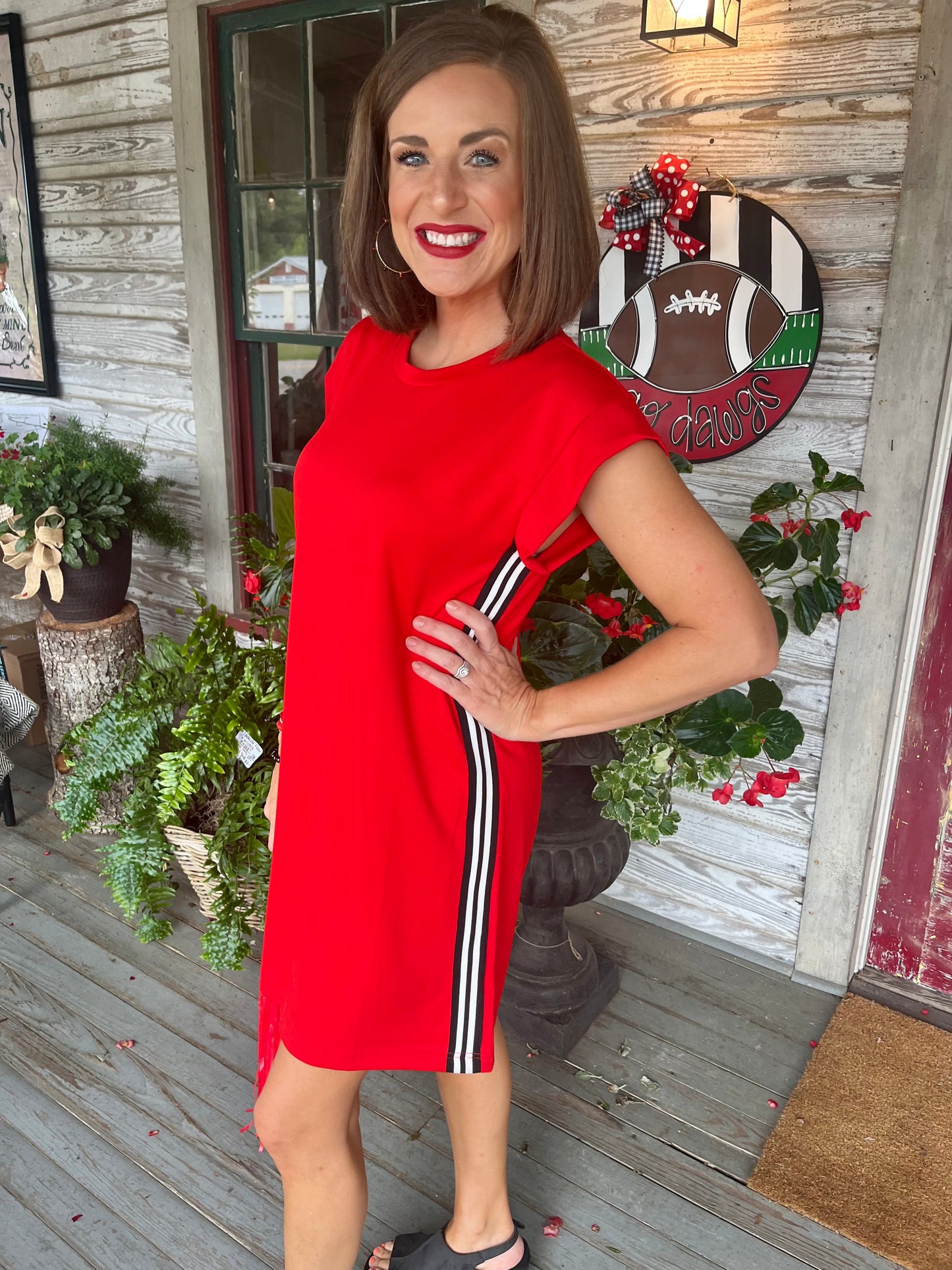Bailey Varsity Stripe Dress | Red