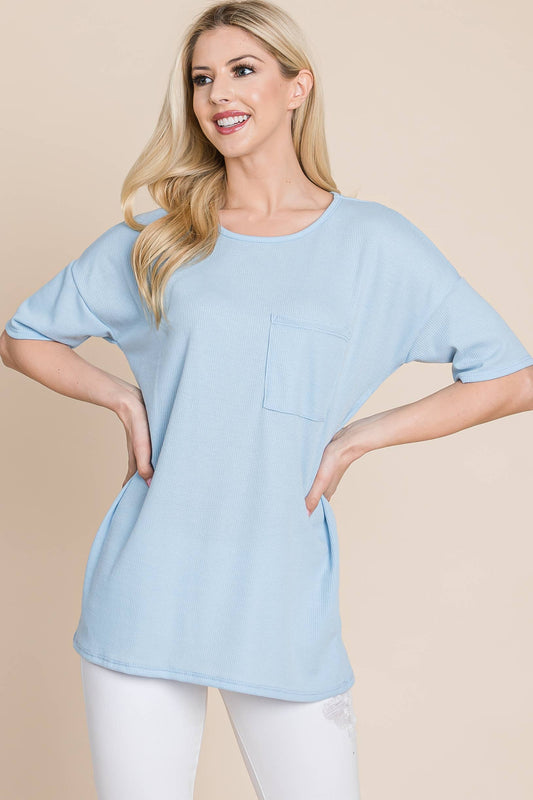 SALE Soft Waffle Knit Top (Denim)