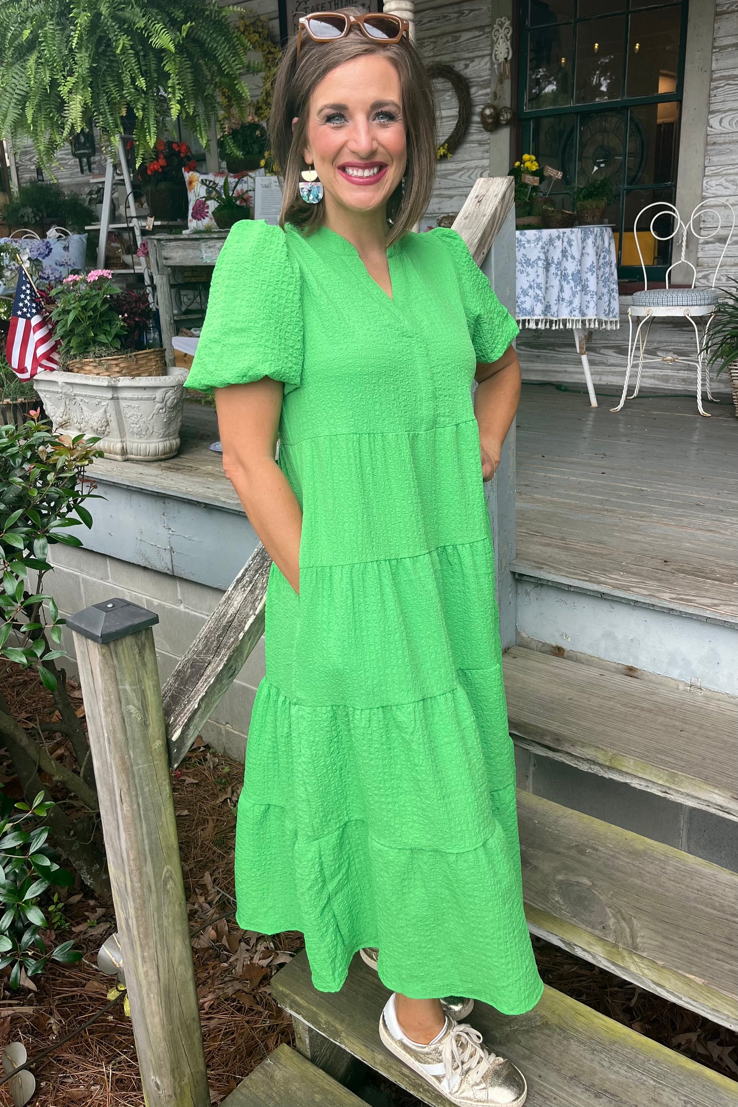 Mary Square - Kinsley Seersucker Dress | Green