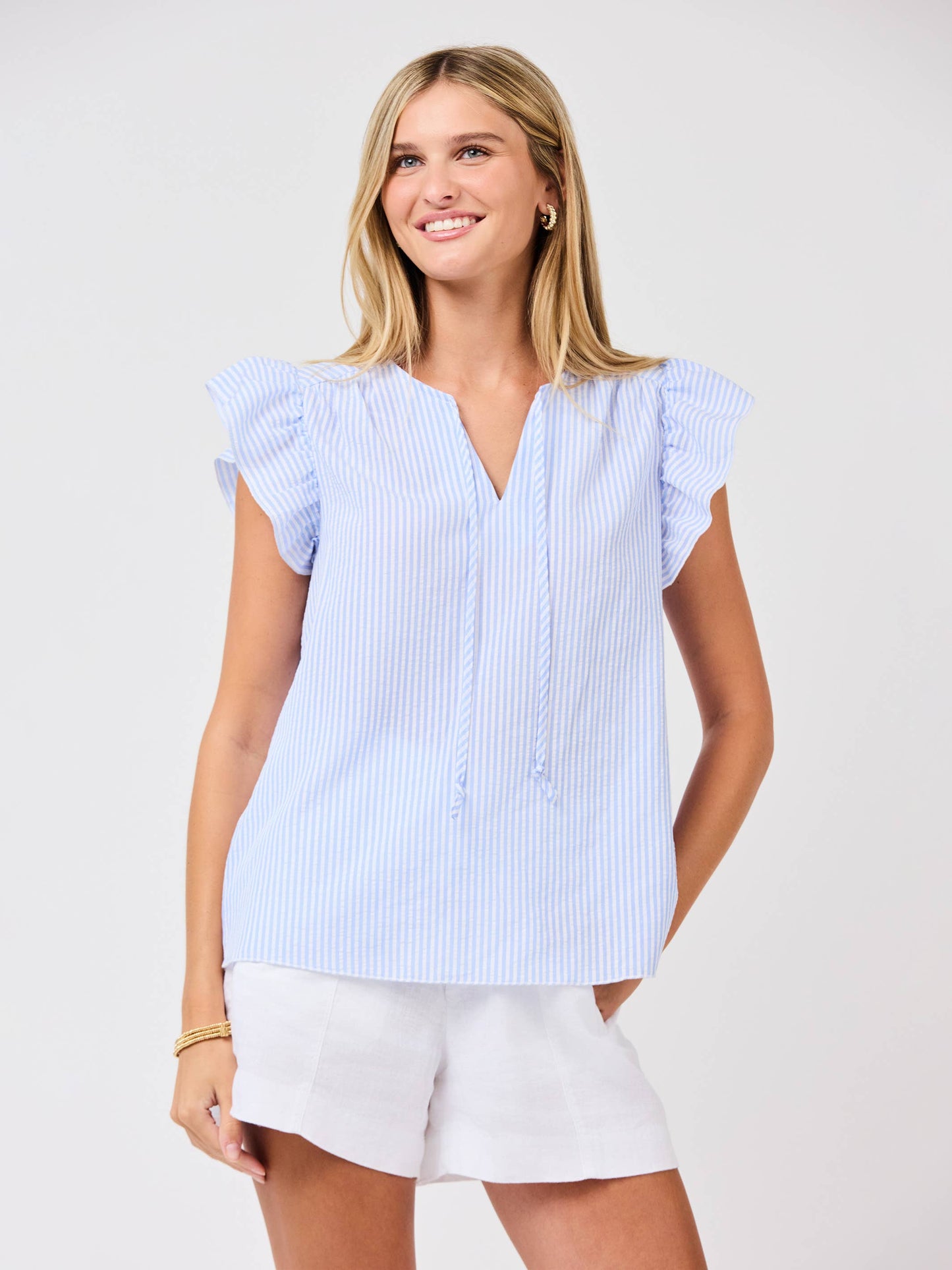 Mary Square - Lydia Top | Blue + White