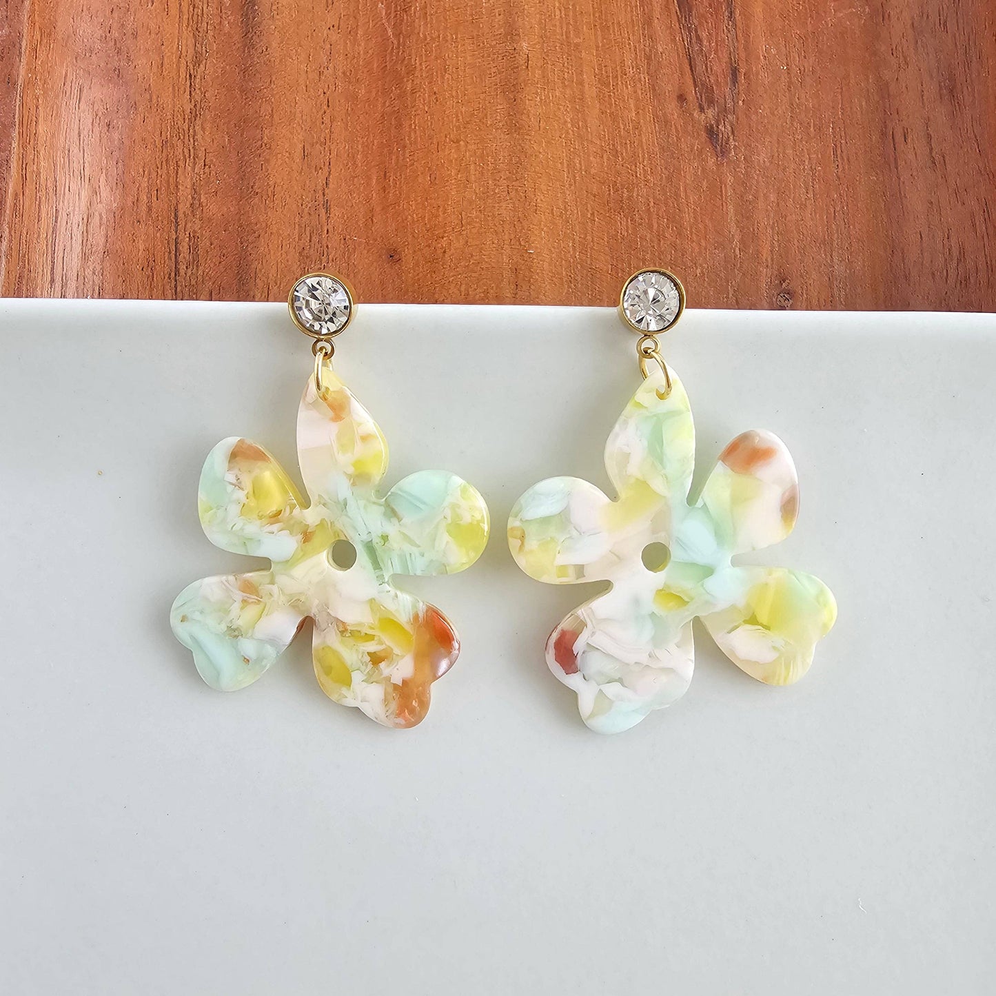 Spiffy & Splendid - Petunia Earrings - Citron Zest // Flower Spring Summer