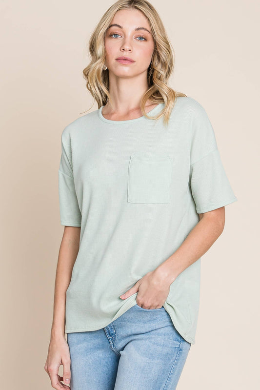 SALE Soft Waffle Knit Top (Sage)