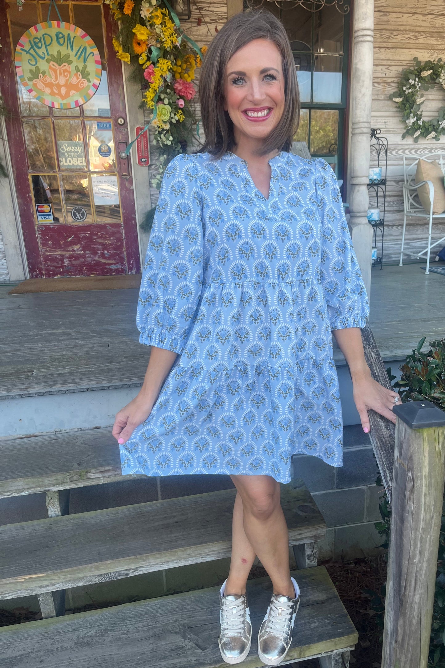 Mary Square - Cooper Dress | Botanica Blooms Blue