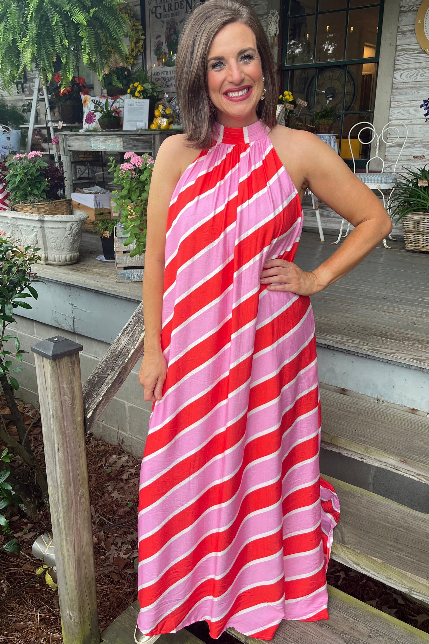 Stripe Bow Midi Dress