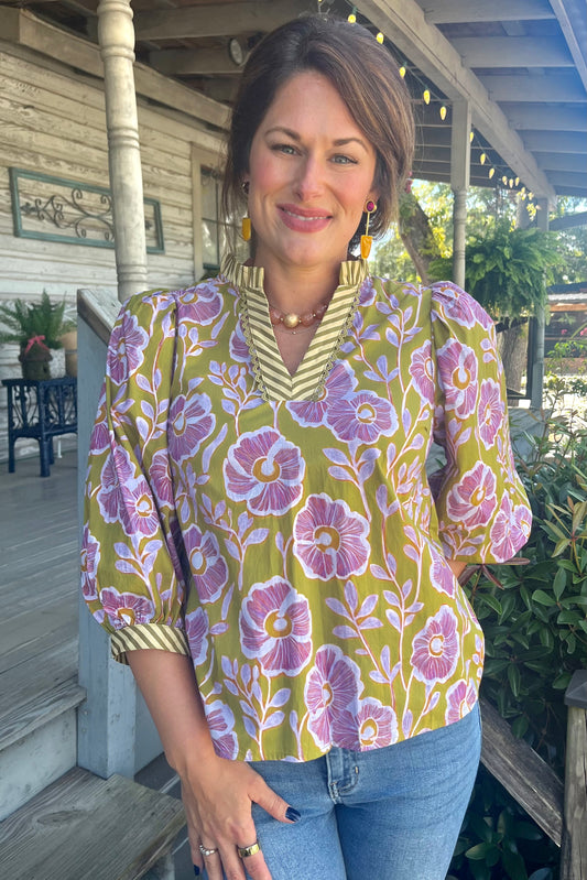 Florence Floral Top | Moss