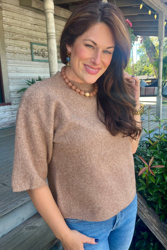 Camel Knit Top