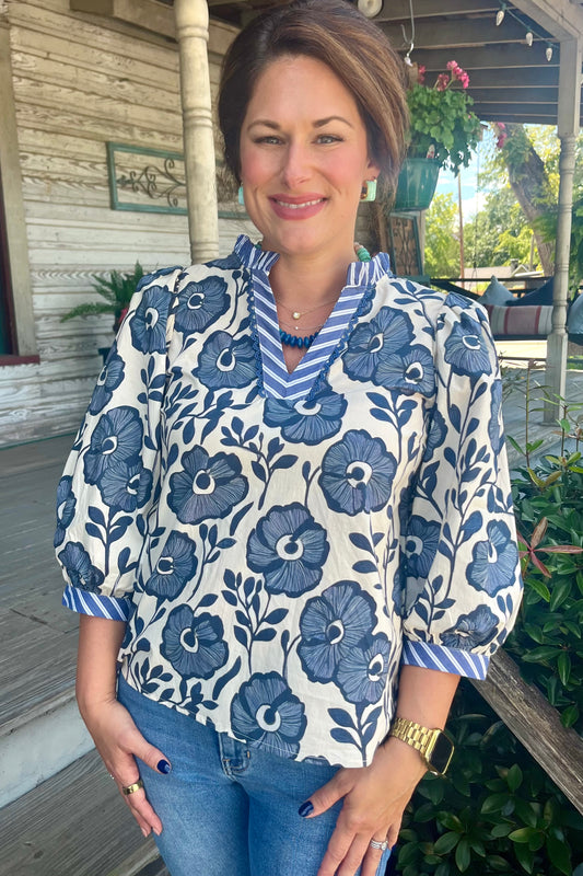 Florence Floral Top | Ivory