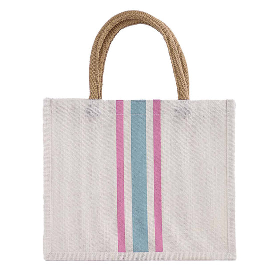 The Royal Standard - Stripe Gift Tote   White/Orchid/Blue   12x10x8