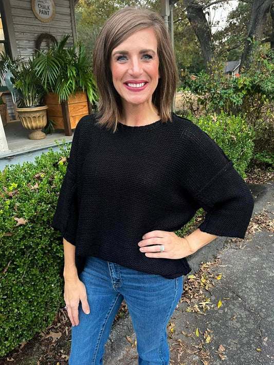 Something Like That Relaxed Knit Top Black