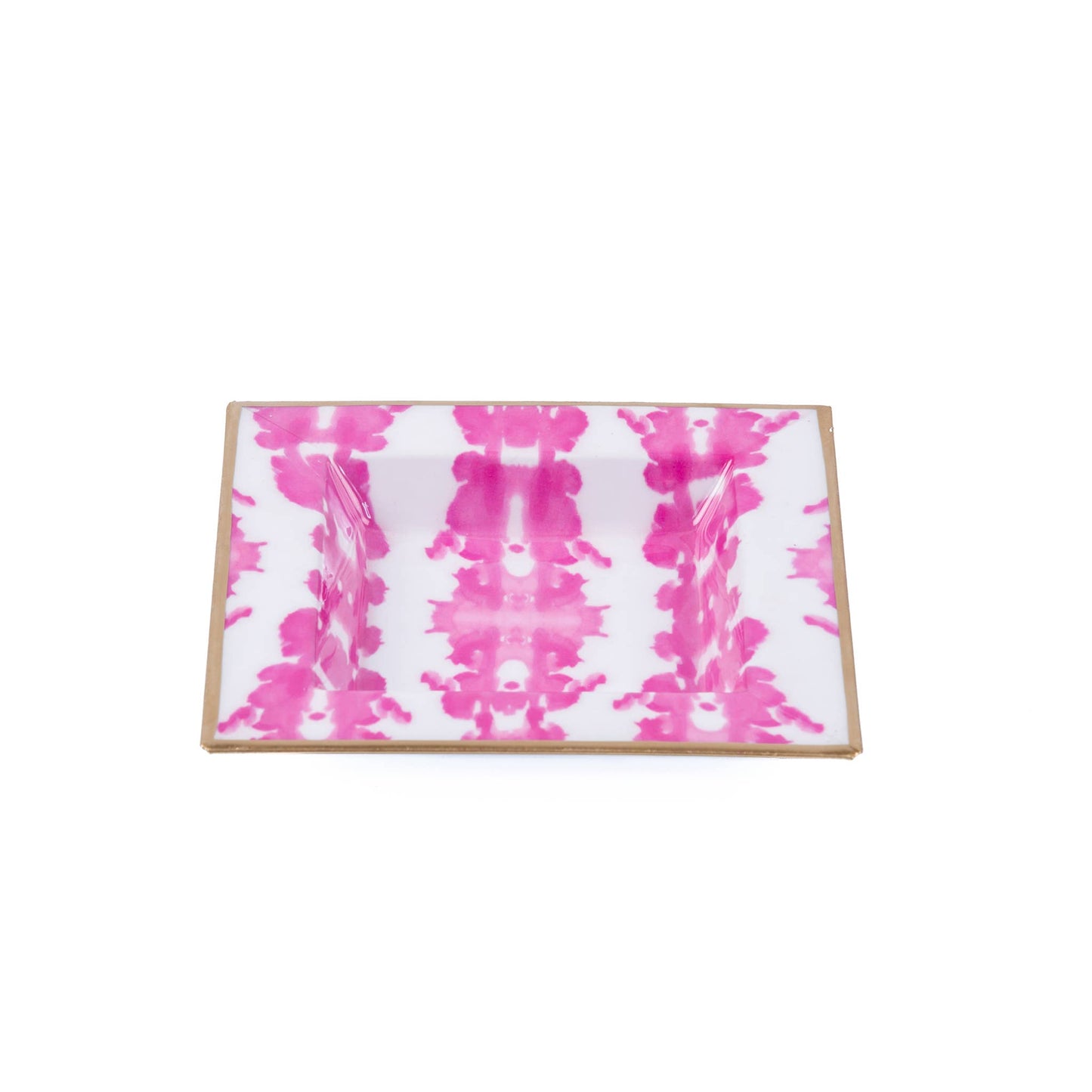 Jaye's Studio - Ink Blot Enameled Tori Trinket Tray: White & Pink