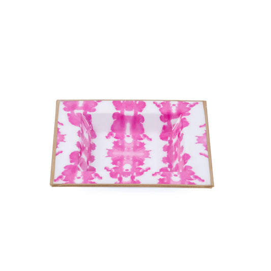 Jaye's Studio - Ink Blot Enameled Tori Trinket Tray: White & Pink