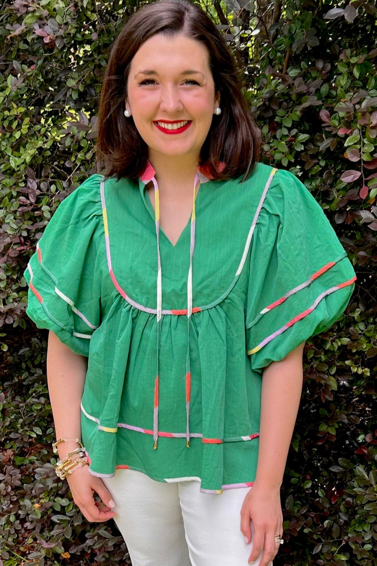 Stitched in Green Top