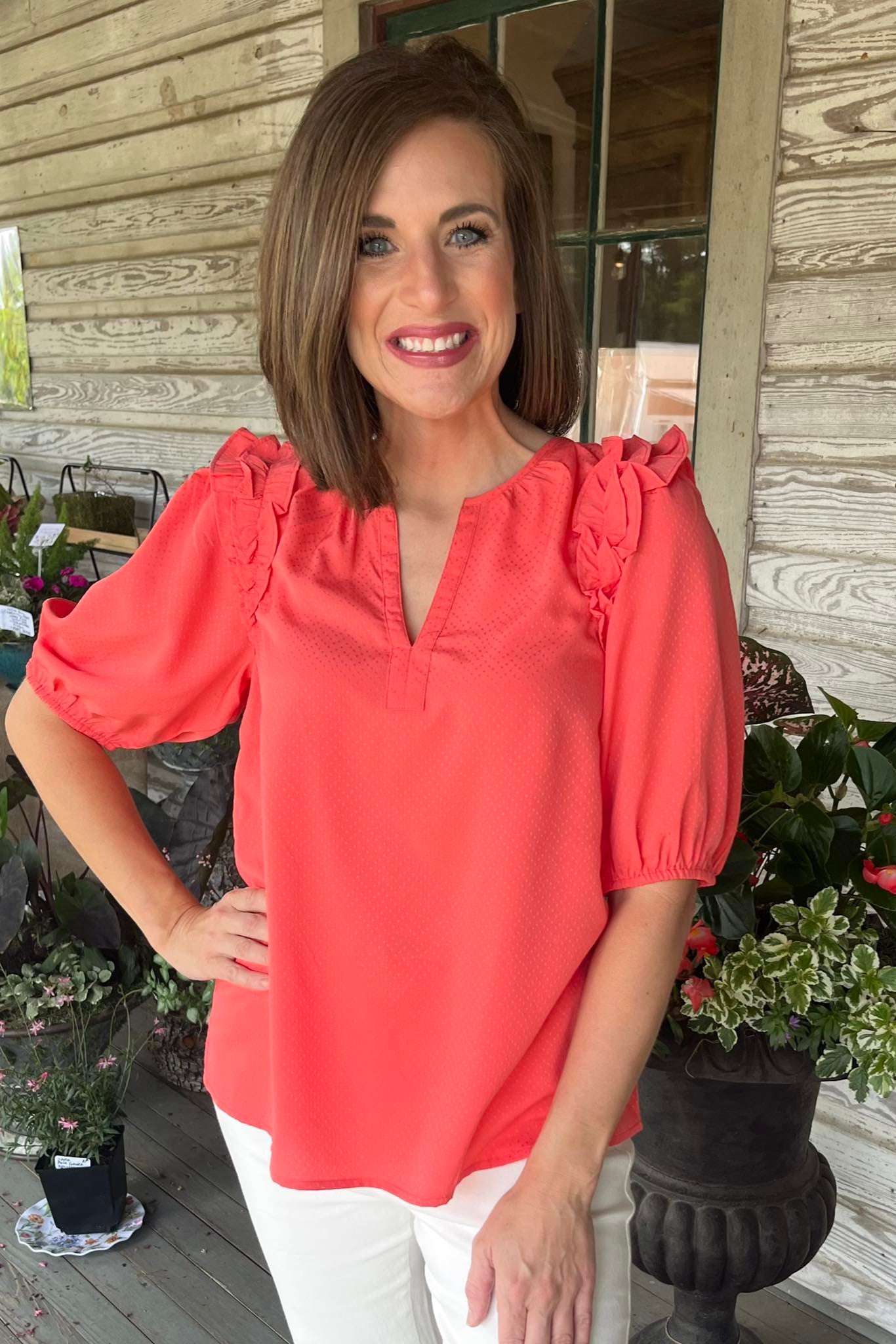 Mary Square Skylar Top | Coral