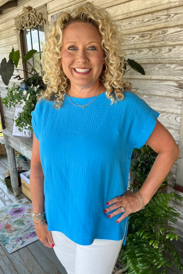 Split Hem Top | Deep Sky