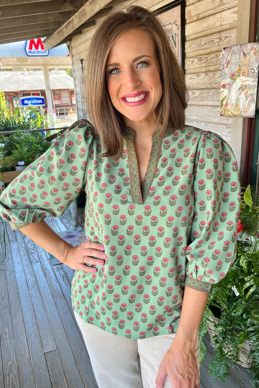 Mary Square Tamryn Top | Floral Foulard