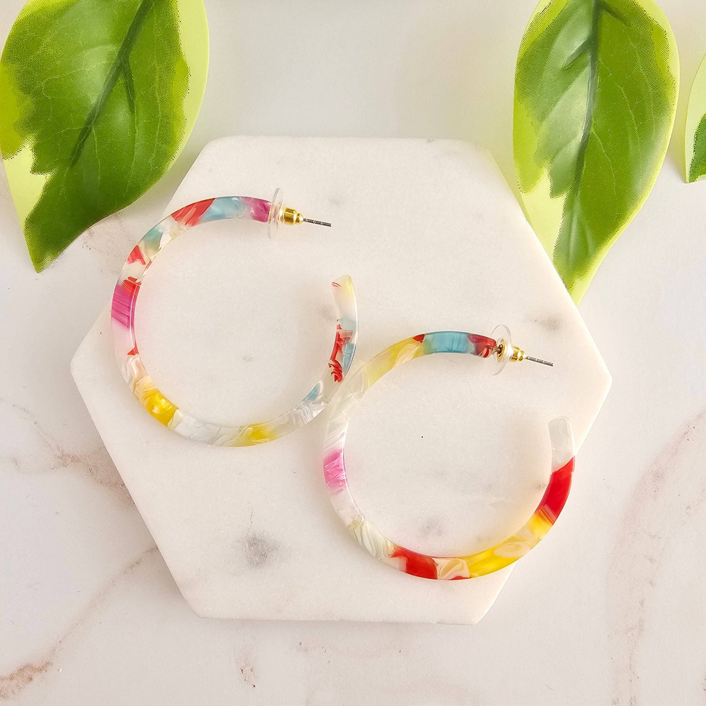 Spiffy & Splendid - Cameron Hoops - Technicolor // Summer Spring Earrings
