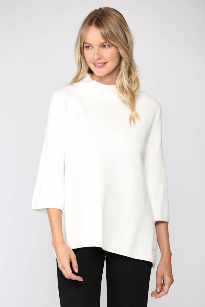 FATE - MOCK NECK PULL OVER SWEATER/BELL SLEEVE VA-35: Black / M