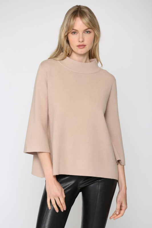 Mock Neck Knit Top | Sand
