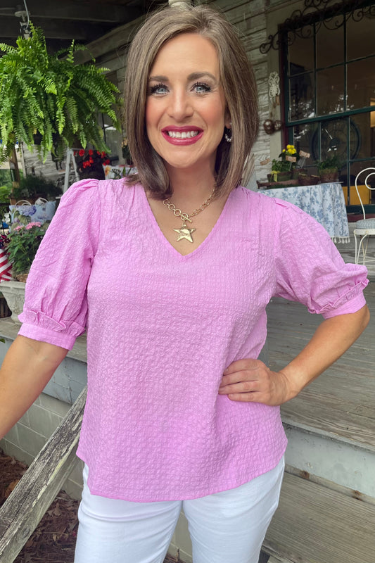 Colette Top | Lavender Seersucker