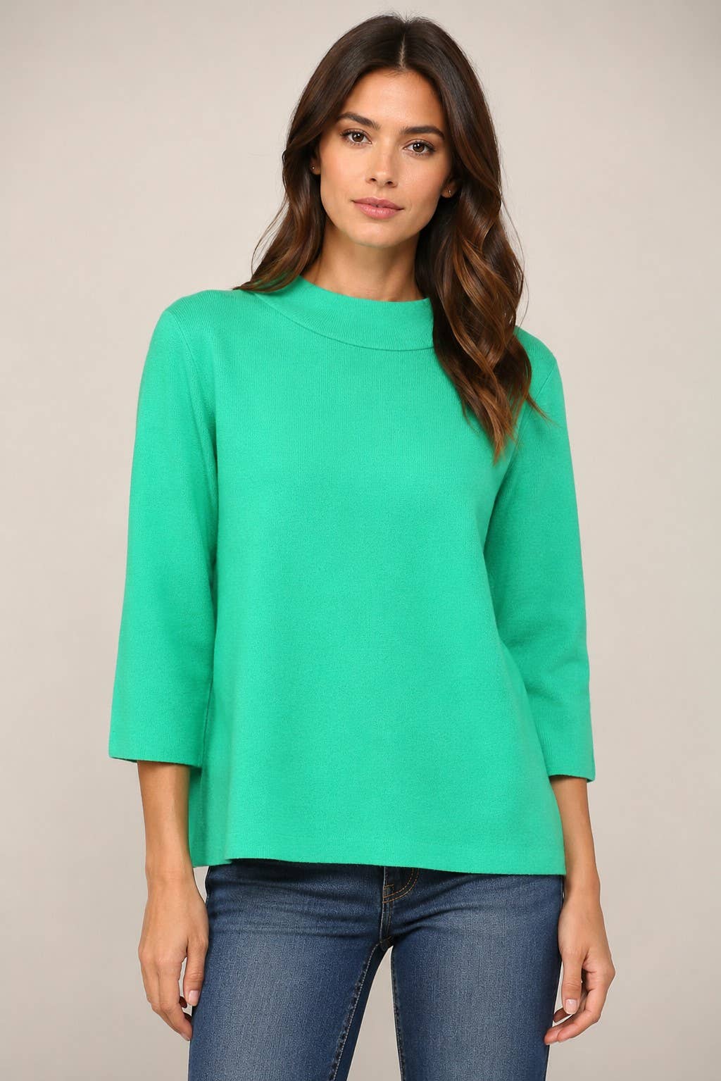 FATE - MOCK NECK PULL OVER SWEATER/BELL SLEEVE VA-35: Black / M
