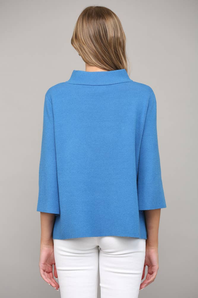 FATE - MOCK NECK PULL OVER SWEATER/BELL SLEEVE VA-35: Beige / L