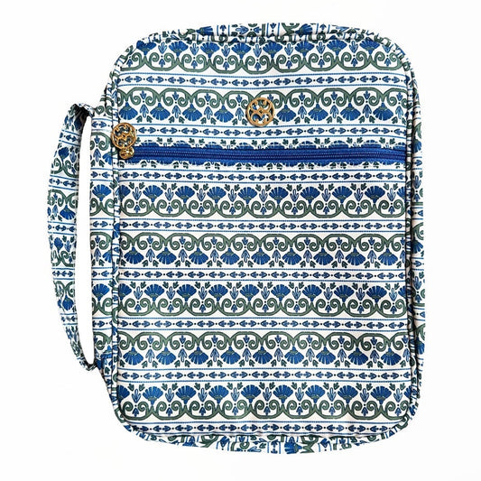 Mary Square Bible Cover | Floral Foulard Navy