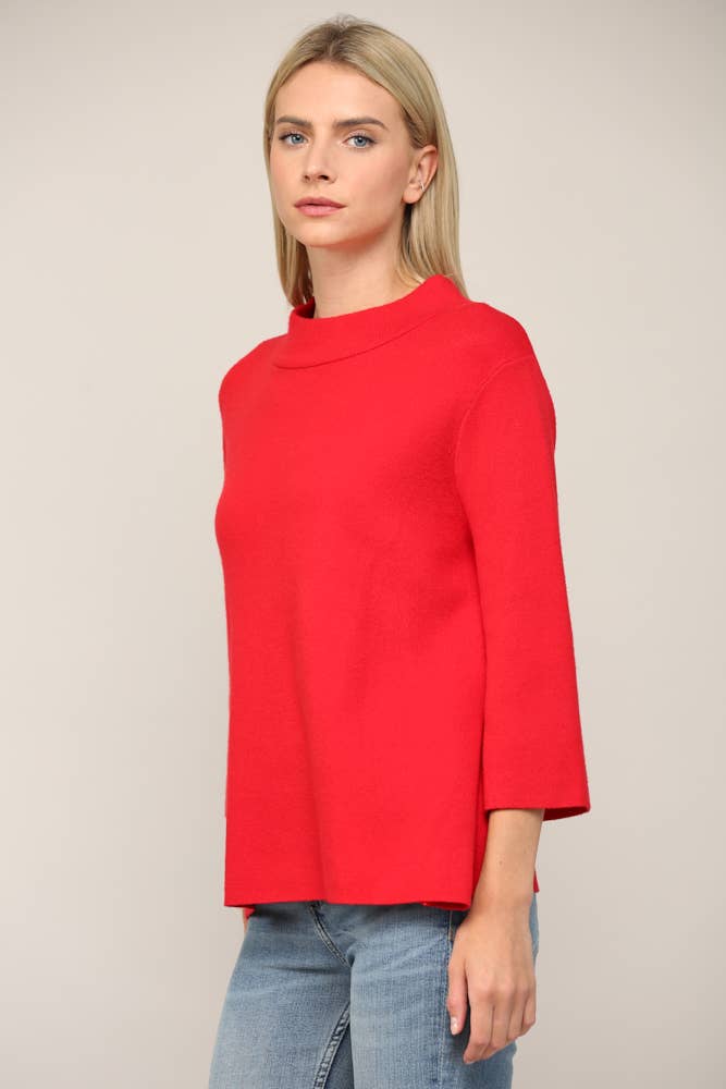 FATE - MOCK NECK PULL OVER SWEATER/BELL SLEEVE VA-35: Black / M