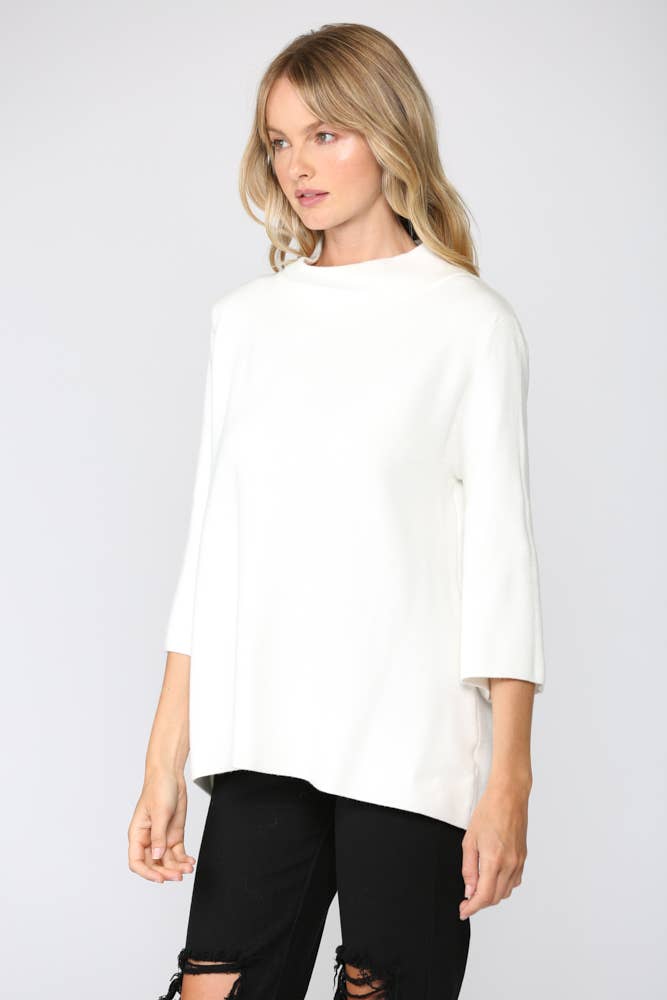 FATE - MOCK NECK PULL OVER SWEATER/BELL SLEEVE VA-35: Black / M
