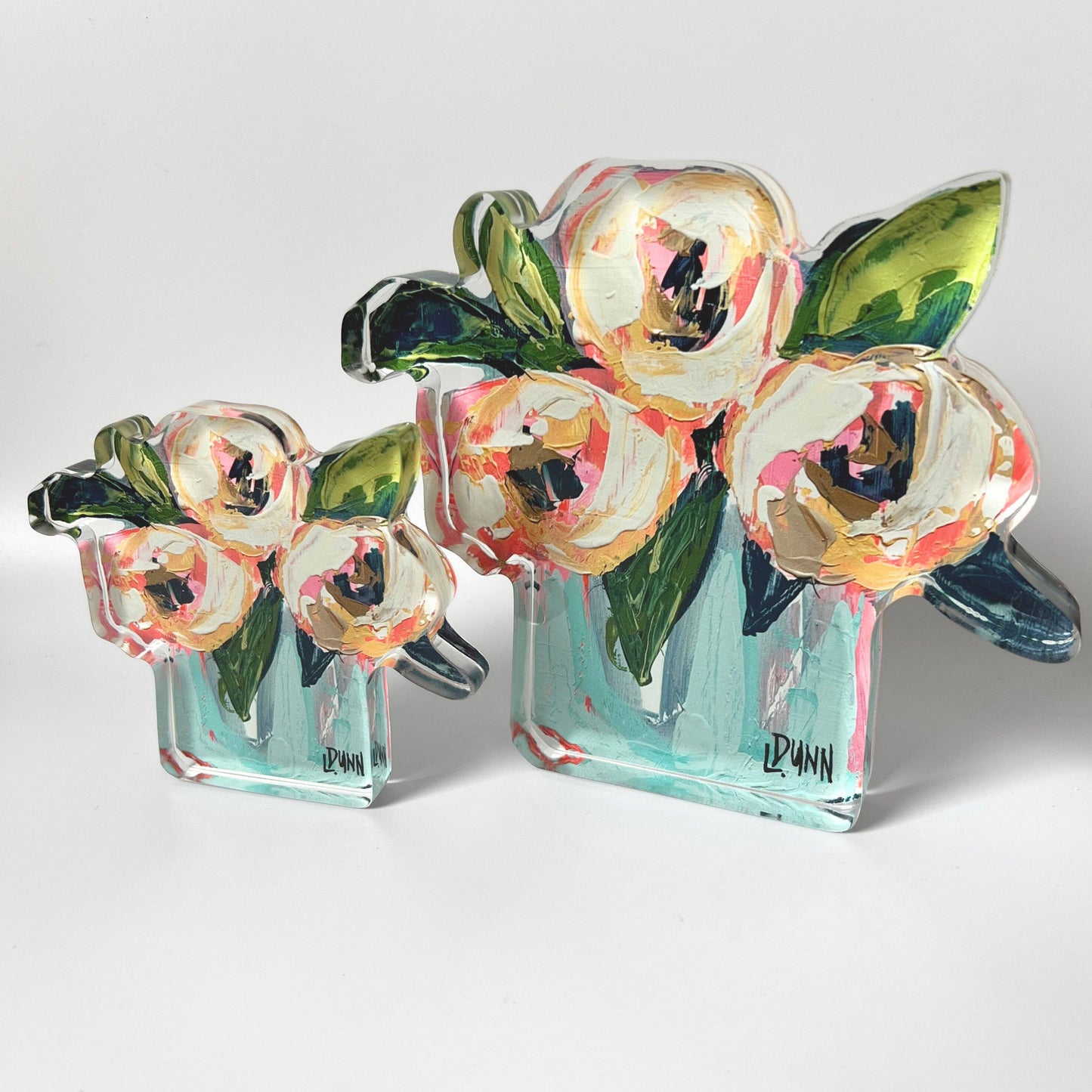Lauren Dunn - Pink and White Peonies Bloom Block: Bitty Block