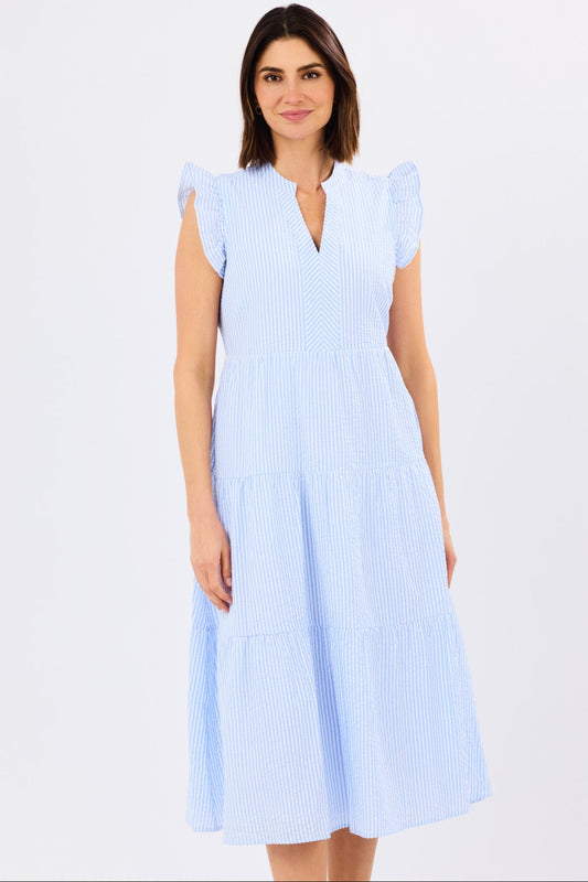 SALE Mary Square - Dress Kari Blue Seersucker