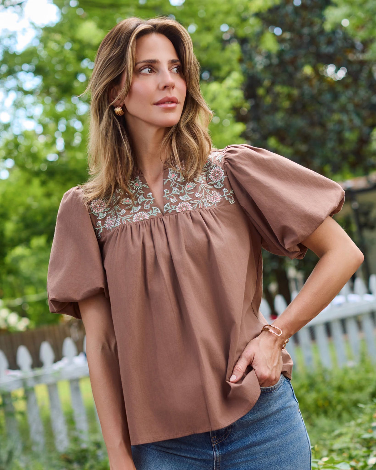 Mary Square - Makayla Embroidered Top | Espresso