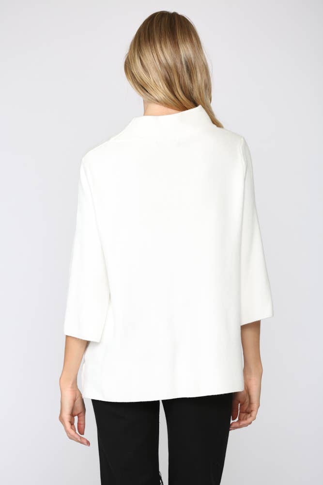 FATE - MOCK NECK PULL OVER SWEATER/BELL SLEEVE VA-35: Black / M
