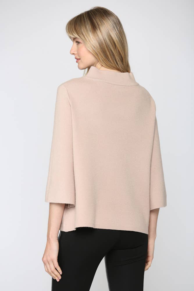 FATE - MOCK NECK PULL OVER SWEATER/BELL SLEEVE VA-35: Beige / L
