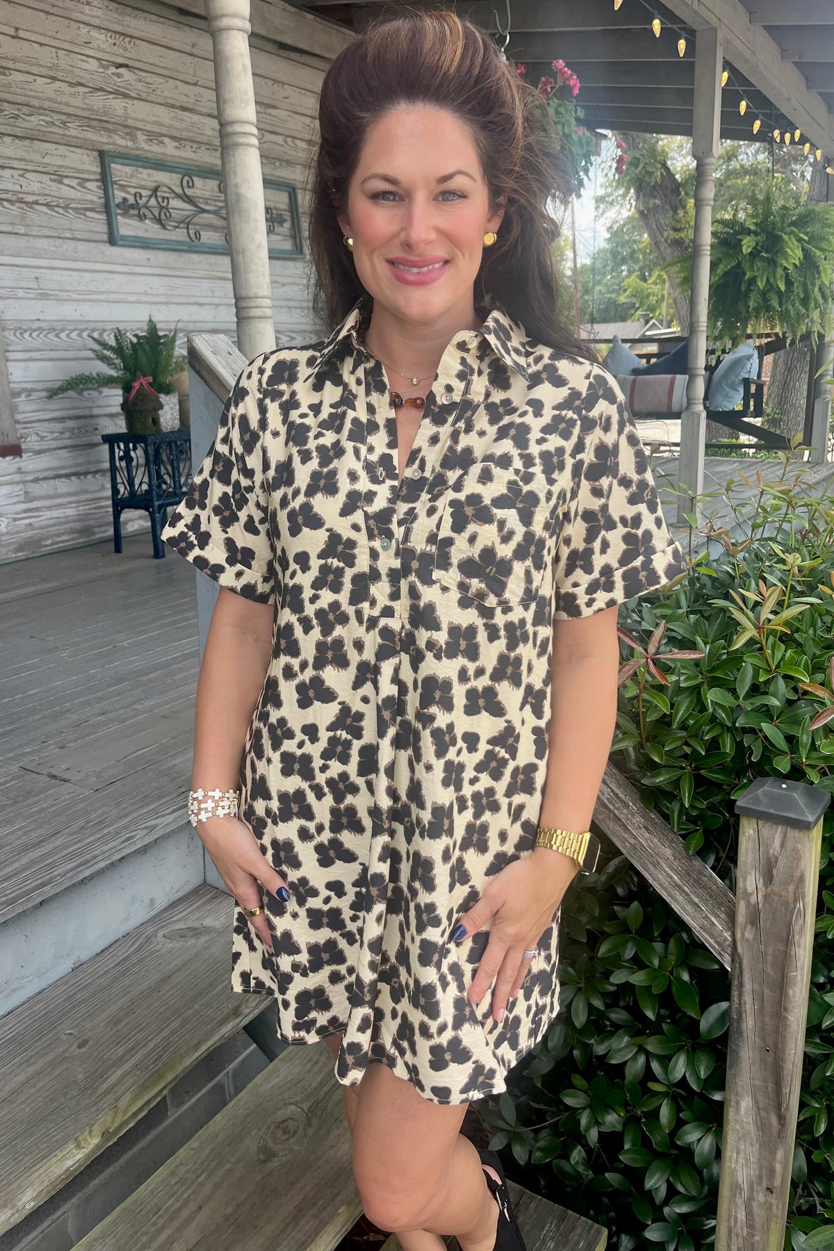 Butterly Ecru Print Dress