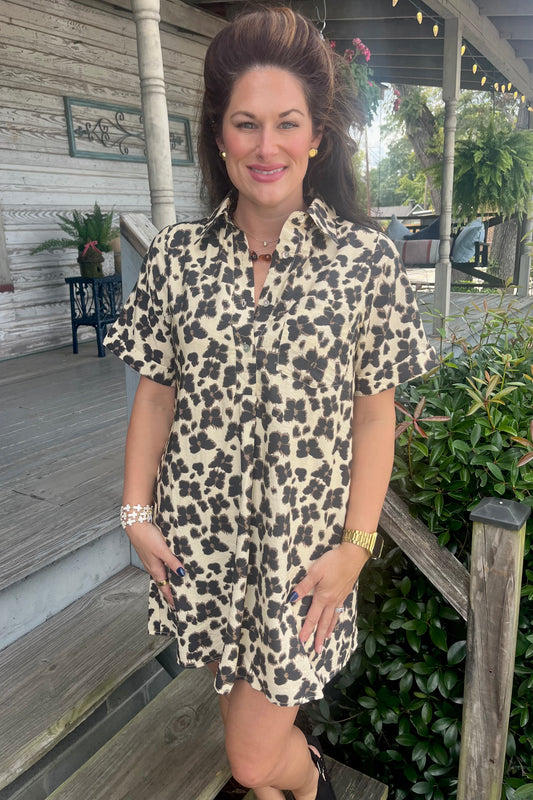 Butterly Ecru Print Dress