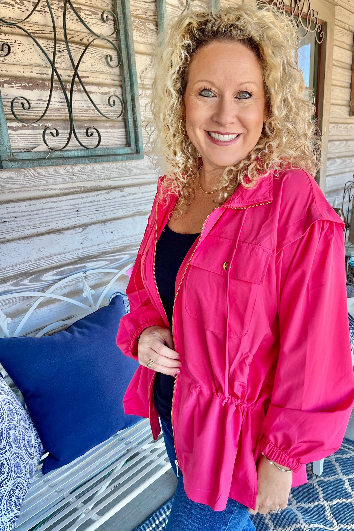 Lightweight Jacket w/ Hoodie | RASPBERRY