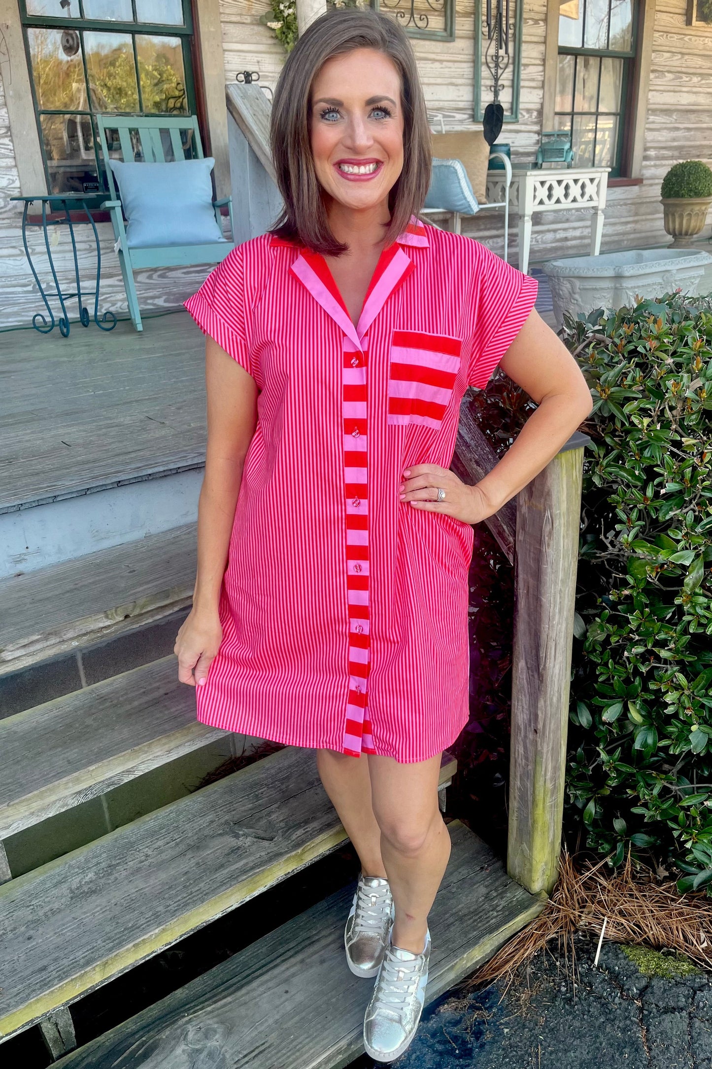 SALE Sunset Stripe Collared Dress