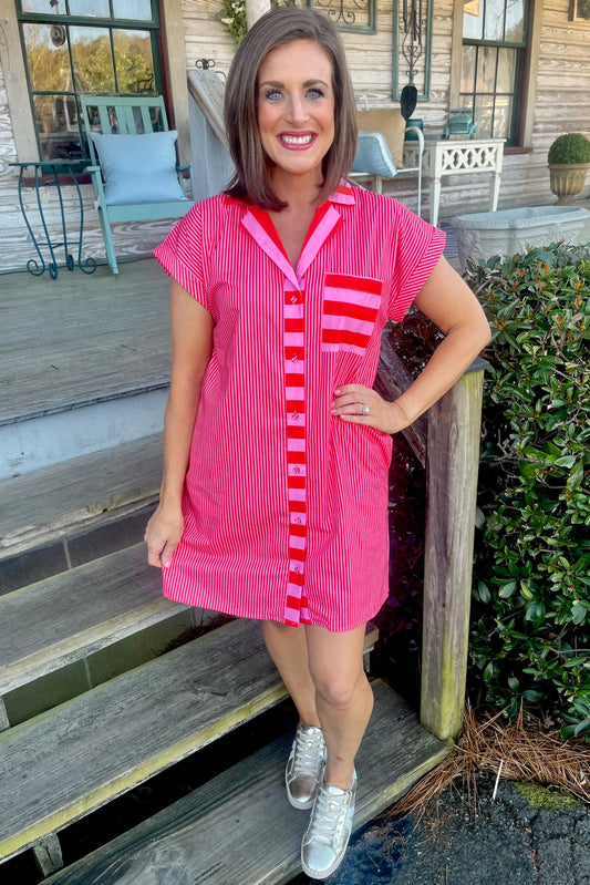 Sunset Stripe Collared Dress