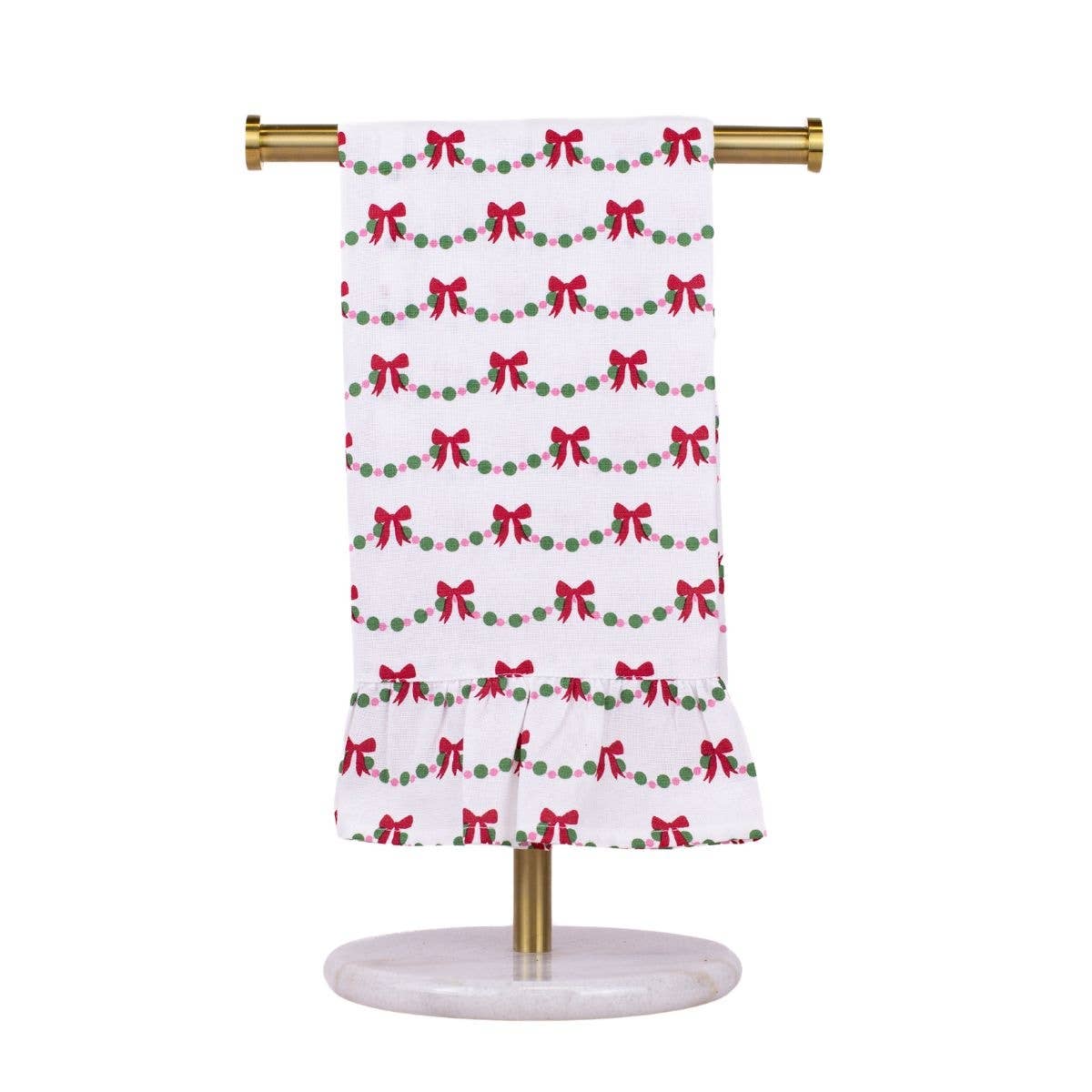 The Royal Standard - Bow Garland Ruffle Hand Towel   White/Multi   20x28