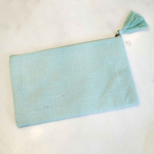The Royal Standard - Jute Cosmetic Bag   Sky   10x6
