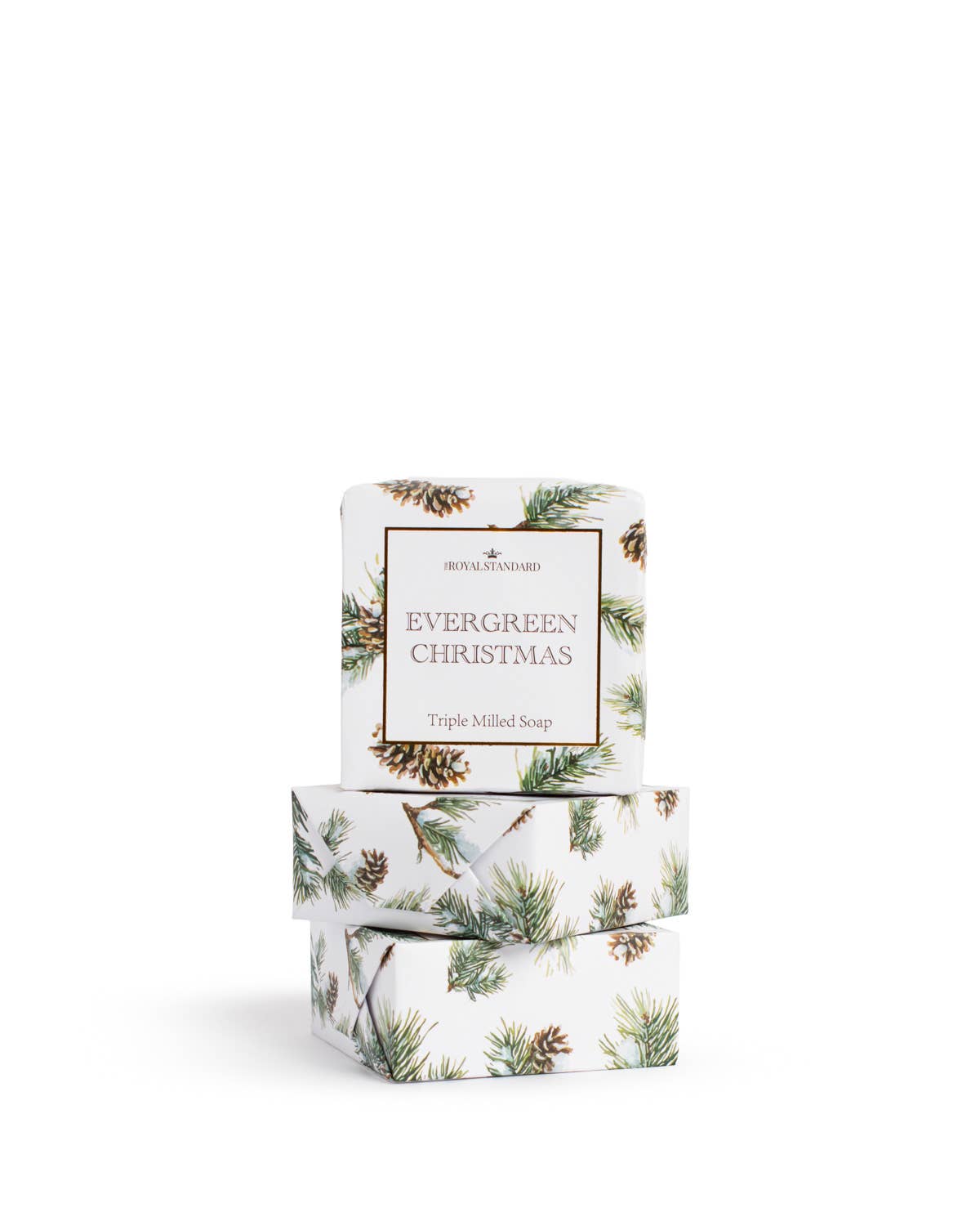 The Royal Standard - Evergreen Christmas Bar Soap Gift Set   White   2.5x3x2.25   Set of 3