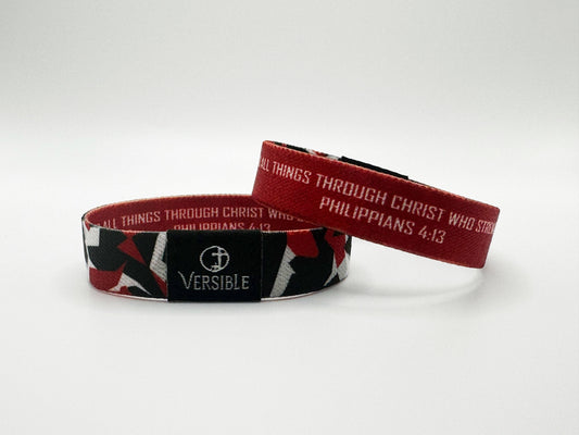 Versible® Wristbands - Philippians 4:13: Red & Black
