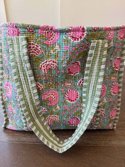 Block Print Quilted Totes: Garden Gala
