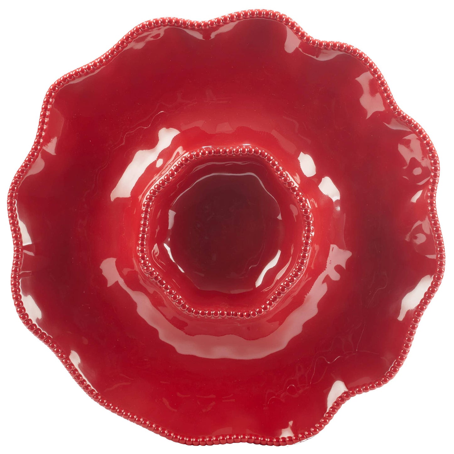 Certified International - Perlette Red  Melamine Chip and Dip 14.5in