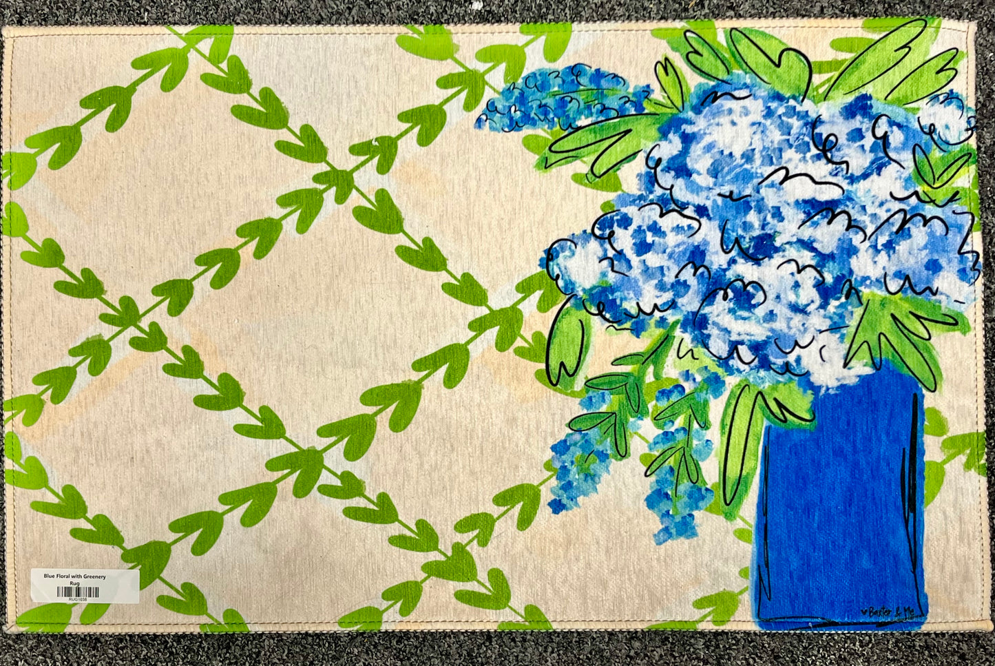 Blue Floral with Greenery Rug